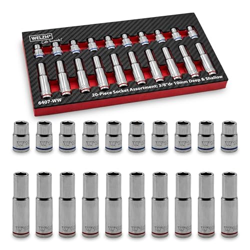 WELZH Socket Assortment 20pc 3/8in Drive 10mm Deep and Shallow